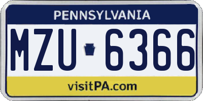 PA license plate MZU6366