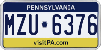 PA license plate MZU6376