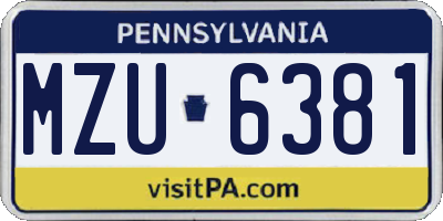 PA license plate MZU6381