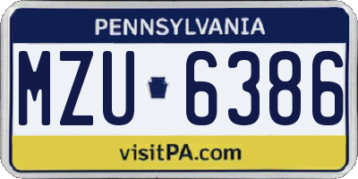 PA license plate MZU6386
