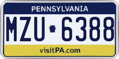 PA license plate MZU6388