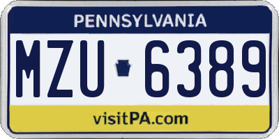 PA license plate MZU6389