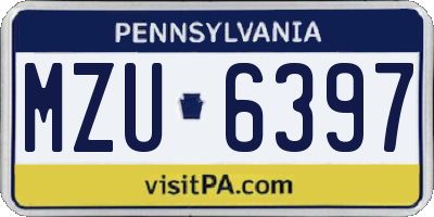 PA license plate MZU6397