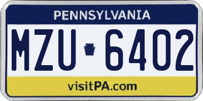 PA license plate MZU6402