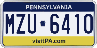 PA license plate MZU6410