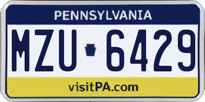 PA license plate MZU6429