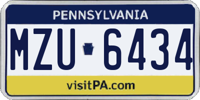 PA license plate MZU6434