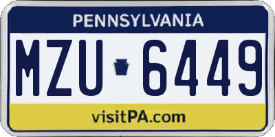 PA license plate MZU6449