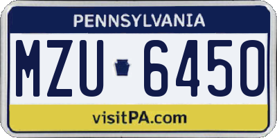 PA license plate MZU6450