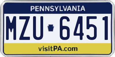 PA license plate MZU6451