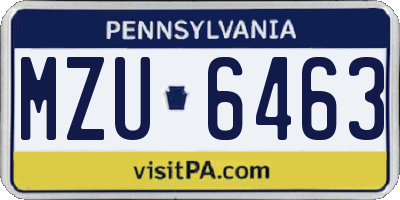 PA license plate MZU6463