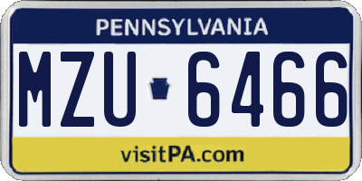 PA license plate MZU6466