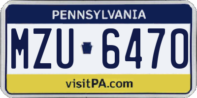 PA license plate MZU6470