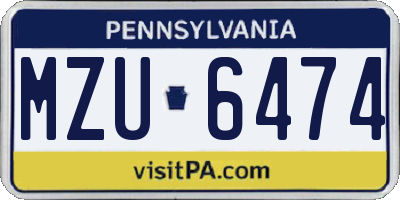 PA license plate MZU6474