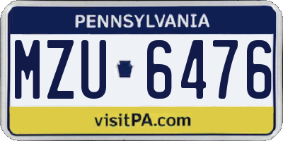 PA license plate MZU6476
