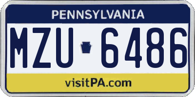 PA license plate MZU6486