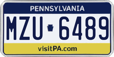PA license plate MZU6489