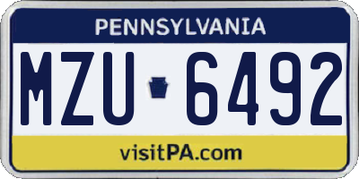 PA license plate MZU6492