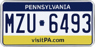 PA license plate MZU6493