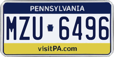 PA license plate MZU6496