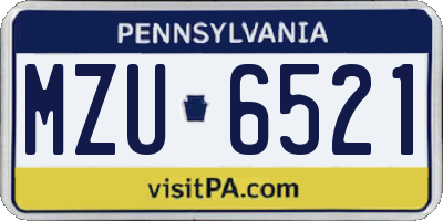 PA license plate MZU6521