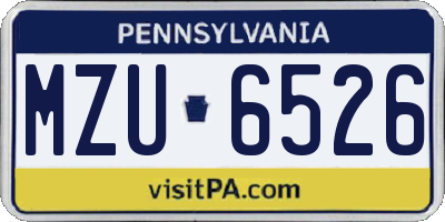PA license plate MZU6526