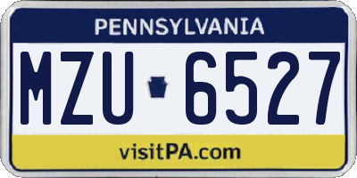 PA license plate MZU6527