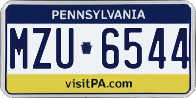 PA license plate MZU6544