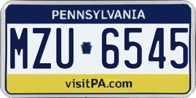 PA license plate MZU6545