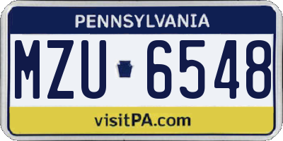PA license plate MZU6548