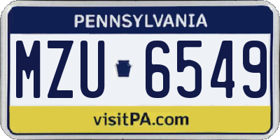 PA license plate MZU6549