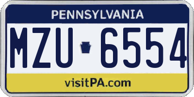 PA license plate MZU6554