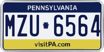 PA license plate MZU6564