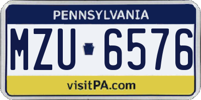 PA license plate MZU6576