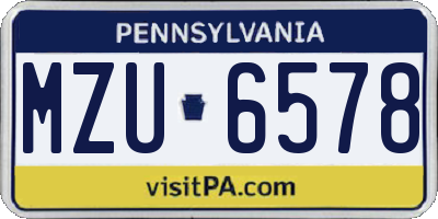 PA license plate MZU6578