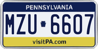 PA license plate MZU6607