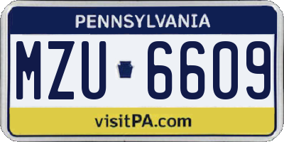 PA license plate MZU6609