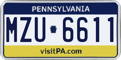 PA license plate MZU6611