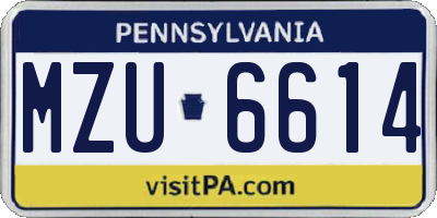 PA license plate MZU6614