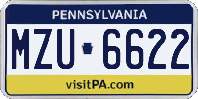 PA license plate MZU6622