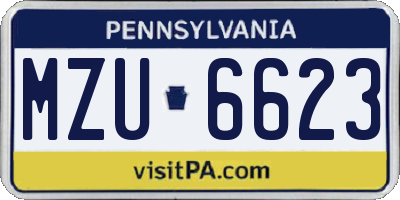 PA license plate MZU6623