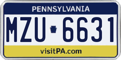 PA license plate MZU6631