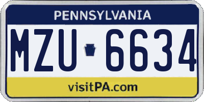 PA license plate MZU6634