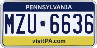 PA license plate MZU6636