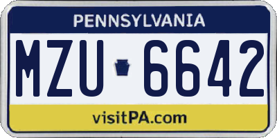 PA license plate MZU6642