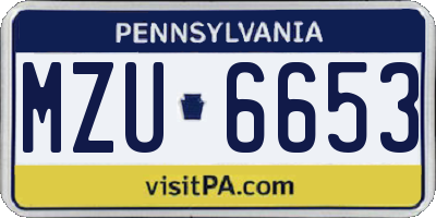 PA license plate MZU6653