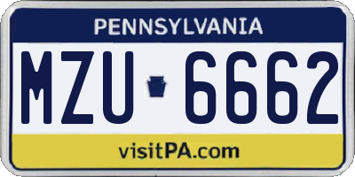 PA license plate MZU6662