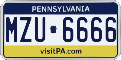 PA license plate MZU6666