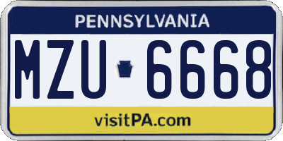 PA license plate MZU6668