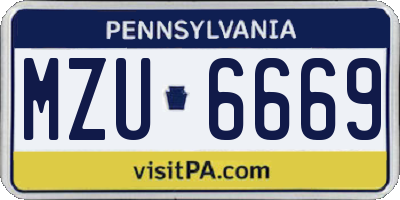 PA license plate MZU6669